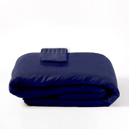  Queen Duvet Cover Set | Soft & Silky Duvet Cover Queen Set With Bamboo Woven Material | Cool & Breathable Comforter Cover With Zipper Closure | 3 Piece Set (Queen, Navy Blue)