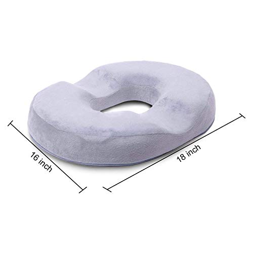  Grey Donut Pillow | Hemorrhoid Coccyx Tailbone Seat Cushion | Pain Relief | Premium Comfort | Contoured Cushion For Prostate, Pregnancy, Surgery, Post Natal Sciatica Relieves Pressure