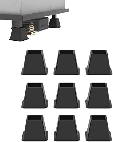  GooFurnit 4 Inches Bed Riser, Heavy Duty Bed Elevator 1500 LBS For Lifting Bed Sofa Furniture At Home Dorm College, 4 Pieces, Black