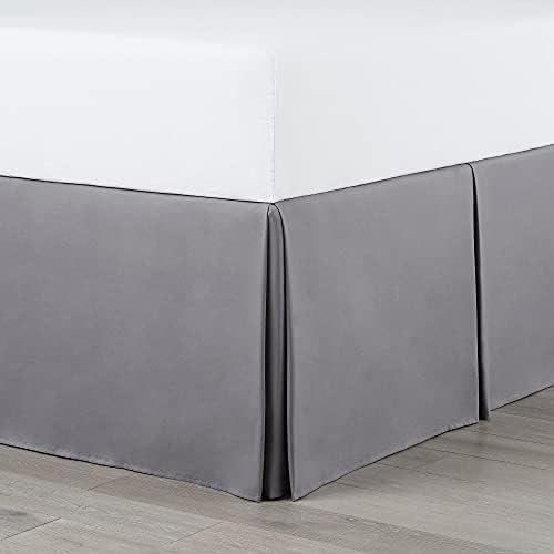  1C26464 Solid Tailored Pleated Easy Fit Machine Wash Polyester 21-inch Drop Bed Skirt, King, Grey