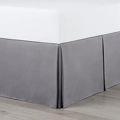  1C26464 Solid Tailored Pleated Easy Fit Machine Wash Polyester 21-inch Drop Bed Skirt, King, Grey
