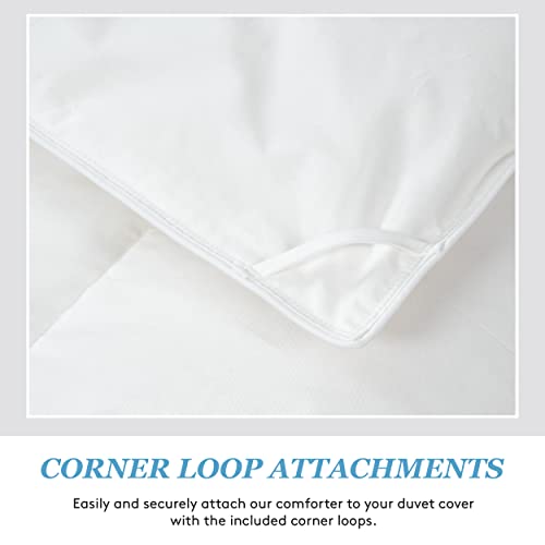  Medium Warmth Premier Down Comforter With Sewn In Duvet Corner Loop Attachments, King/California King Size Bed, White