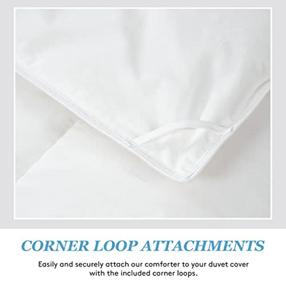  Medium Warmth Premier Down Comforter With Sewn In Duvet Corner Loop Attachments, King/California King Size Bed, White