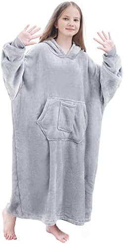  Oversized Wearable Blanket Sweatshirt For Women Men,Warm Cozy Fleece Sherpa Hooded Blanket With Deep Pockets For Adult Kids