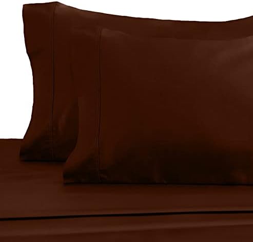  800 Thread Count 100% Natural Cotton Pillow Cases, Choclate Brown Color, King Size, Set Of 2, Long - Staple Combed Pure Natural Cotton Yarns Pillowcase, Soft & Silky Sateen Weave