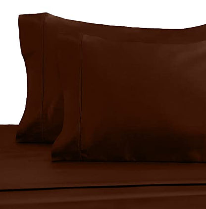  800 Thread Count 100% Natural Cotton Pillow Cases, Choclate Brown Color, King Size, Set Of 2, Long - Staple Combed Pure Natural Cotton Yarns Pillowcase, Soft & Silky Sateen Weave