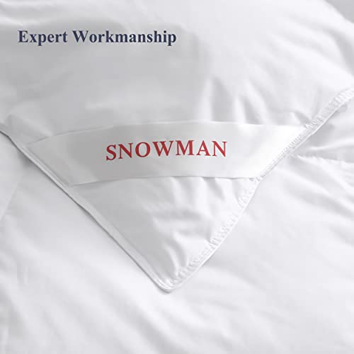  SNOWMAN Fluffy Down Comforter, Queen Size Duvet Insert With Durable Tactile Fabric Shell, 8 Duvet Ties And 3D Baffle Box Stitching, Pleasant To Touch And Easy To Care (Queen, 90x90 Inches)