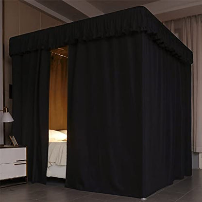  VETHIN Elastic Roof Style Four Corner Post Princess Bed Canopy Curtains Cozy Breathable Tent Canopy Mosquito Net For Girls & Adults Bedroom Decoration(Black, 47-53" W*78" L*82"*H/(Twin-Full))