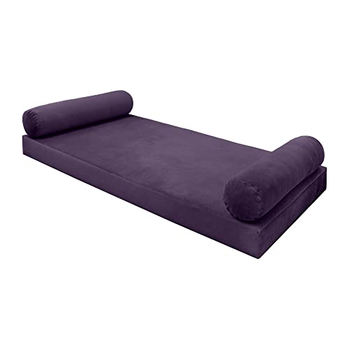  PROLINEMAX Style V5 Twin Size Velvet Knife Edge Indoor Daybed Bolster Pillow Cushion Mattress Fitted Sheet |Cover ONLY| AD339