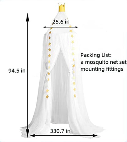 Bed Canopy Girls Mosquito Net Canopy Dreamy Princess Tent Hanging Dome Chiffon Yarn Canopy Net Room Decor For Kids Teenager(White)