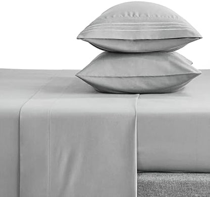  Queen Bed Sheets Set 1800 Series 4-Piece Embroidered Double Brushed Microfiber Sheets 16" Deep Pocket Hotel Soft Luxury Bedding Sheet Set, Wrinkle Resistant, White