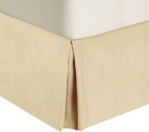  Solid 300 Thread Count, 100-Percent Cotton Full Pleated Tailored With 15-Inch Drop And Split Corners Bed Skirt, Taupe