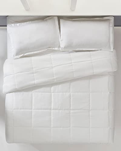  Minor Monkey All Season King Comforter 400 GSM Microfiber Filling | White Quilted Duvet Insert With Corner Tabs - High Thread Count Cotton Shell | Winter Warm Soft & Reversible Box Stitched Pattern