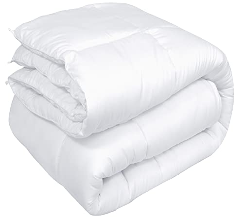  Oakias Comforter Queen White – Premium 350 GSM 3D Fillings Duvet Insert Box Design – Quilted Down Alternative Comforter With 8 Corner Side Duvet Loops – Machine Washable