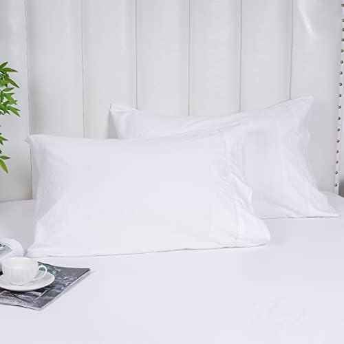 PHF 100% Washed Cotton Ruffle Pillowcases Standard Size, 2 Pack 20" X 26" Pillow Shams, No Insert, Ultra Soft Cotton Linen Like Pillow Cases,Decorative Farmhouse Bedding Pillow Covers, Linen