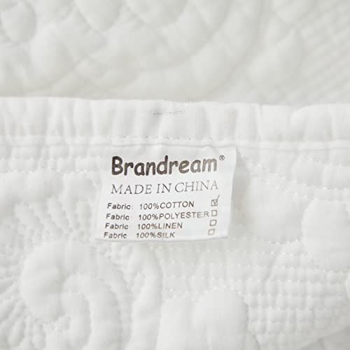  Brandream White Damask Quilted Pillow Shams Cotton Standard Size Pillow Cases Set Of 2 Comfy Soft Decorative Pillow Covers