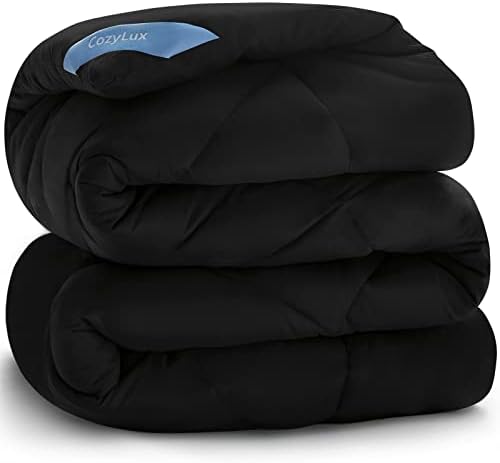  CozyLux Queen Size Bedding Comforter Duvet Insert - Quilted White Comforters With Corner Tabs, 1800 Series Soft Siliconized Fiberfill All Season Down Alternative Bed Comforter - Box Stitched