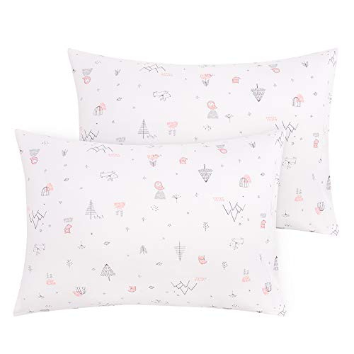  NTBAY 2 Pack 100% Organic Jersey Cotton Toddler Pillowcases, Super Soft And Breathable Yarn-Dyed 13x18 Nursery Pillow Cases With Envelope Closure, 13"x18", Camel And Beige Stripe
