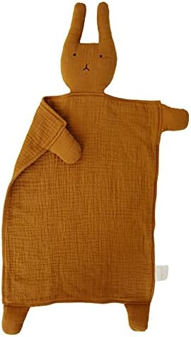  Marlowe & Co Organic Cotton Muslin Lovey Blanket, Organic Cotton Muslin Bunny Security Blanket (Natural Sand)