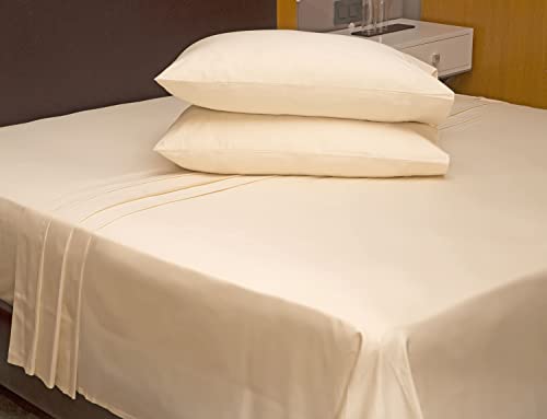  RV Short Queen Size 100% Cotton Sheets Set - 400 Thread Count - Ivory - 4pc Long Staple Combed Cotton Bed Sheets - Breathable, Sateen Weave For Soft & Silky Feel, Fits Mattress Up To 16'' Deep Pocket