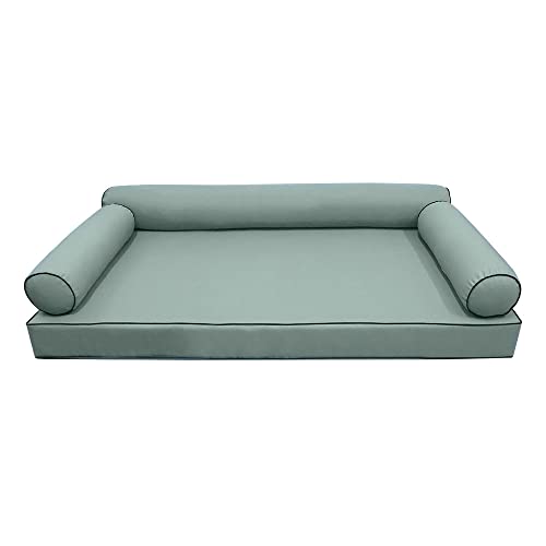  PROLINEMAX Style6 Twin-XL Size 4PC Contrast Pipe Trim Outdoor Daybed Mattress Bolster Pillow Fitted Sheet Slip Cover ONLY AD002
