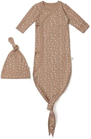  MakeMake Organics GOTS Organic Cotton Kimono Knotted Blanket Tie Wearable Blanket Sleep Sack Baby Swaddle Hat Set Layette Mitten Boys Girls (Wildcat, Newborn)