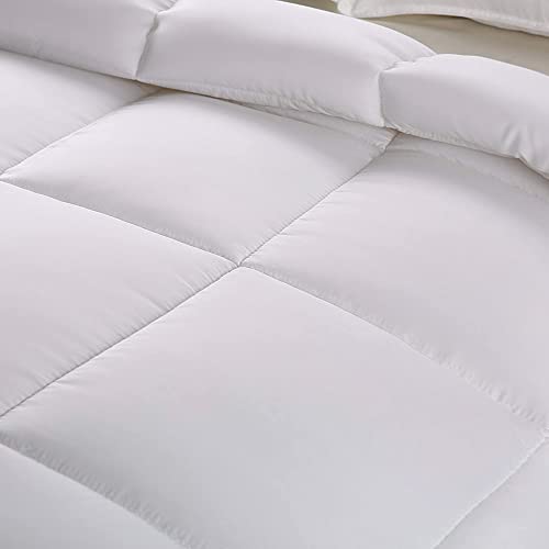  Down Alternative Comforter (Twin, White) - All Season Comforter - Plush Siliconized Fiberfill Duvet Insert - Box Stitched