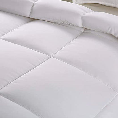  Down Alternative Comforter (Twin, White) - All Season Comforter - Plush Siliconized Fiberfill Duvet Insert - Box Stitched