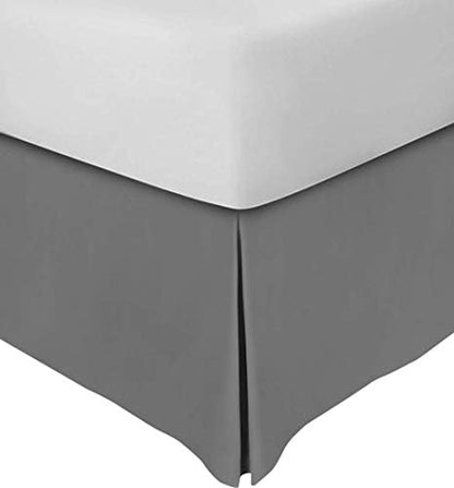  Twin Light Grey Bed Skirt 100% Cotton Solid 18 Inch Drop Wrinkle & Fade Resistant