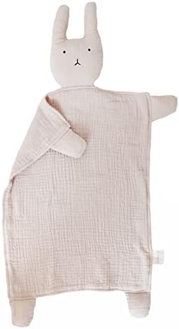  Marlowe & Co Organic Cotton Muslin Lovey Blanket, Organic Cotton Muslin Bunny Security Blanket (Natural Sand)