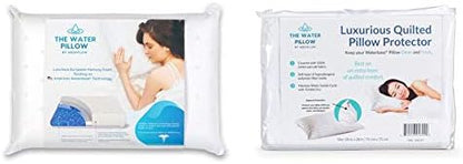  Mediflow Water Pillow: Memory Foam Re-Invented, 1 Pack, White & Quilted Pillow Protector: Get Zippered Protection From Dust And Allergens And Add A Layer Of Luxury And Comfort To Any Pillow