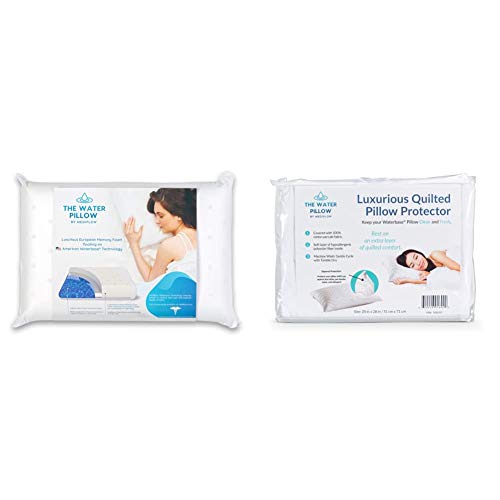  Mediflow Water Pillow: Memory Foam Re-Invented, 1 Pack, White & Quilted Pillow Protector: Get Zippered Protection From Dust And Allergens And Add A Layer Of Luxury And Comfort To Any Pillow