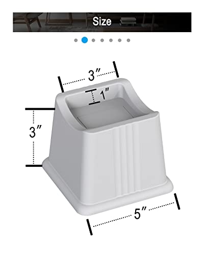  ZTON Bed Furniture Risers Elevation In Height 3" Heavy Duty Risers For Both Posts And Wheels Of Furniture Sofa Bed Couch Chair Table,Support Up To 3000 Lbs.(6 Pack,Grey)