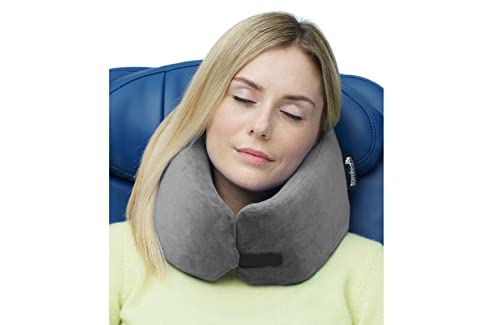  TRAVELREST Nest Patented Memory Foam Travel Pillow/Neck Pillow - Washable - Voted Best Travel Pillow For 2018-2023 By NYTimes Wirecutter - Packs To 1/4 Of Its Size (2 Year Warranty) (Grey)