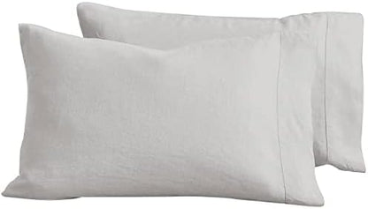  Linen Pillow Covers Set Of 2, Pure Natural French Linen Pillow Case, Standard, 20x30 Inches, Blush Pink