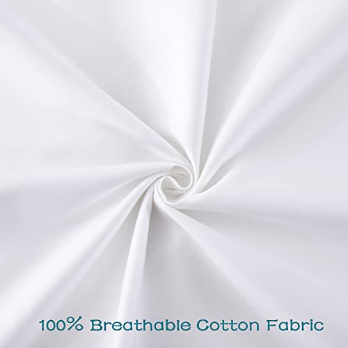  LOSAFEFE 100% Cotton Zippered Pillow Cases Standard Size Set Of 2, Super Soft & Breathable Pillow Protectors With Zipper, White Pillow Case Covers 20x26 Inches