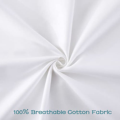  LOSAFEFE 100% Cotton Zippered Pillow Cases Standard Size Set Of 2, Super Soft & Breathable Pillow Protectors With Zipper, White Pillow Case Covers 20x26 Inches