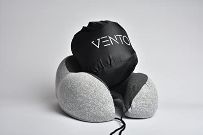  Vento Memory Foam Travel Pillow - Airplane Neck Pillow For Air Travel, Compact & Adjustable Memory Foam Neck Pillow, Air Plane Travel Kit With Earplugs Eye Masks And Portable Bag, Comfort Compressible