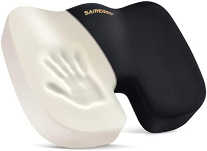  SAIREIDER Comfortable Lumbar Support Pillow For Office Chair, Memory Foam Back Support Pillows For Car、Gaming Chair、 Home Chair, Back Pain Relief Improve Posture, Double Adjustable Straps(Black)