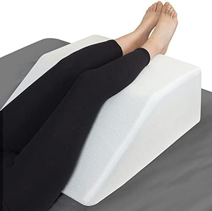  Leg Elevation Pillow With Memory Foam Top - Elevated Leg Rest Pillow For Circulation, Swelling, Knee Pain Relief - Wedge Pillow For Legs, Sleeping, Reading, Relaxing - Washable Cover (8 Inch)