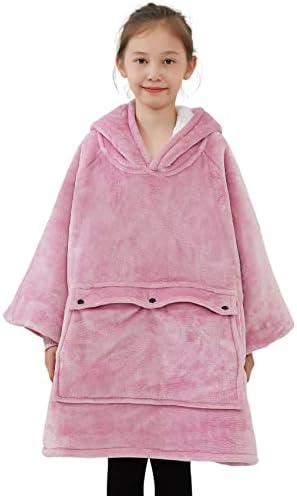  NOUKOW Wearable Blanket Hoodie Oversized Sherpa Blanket Sweatshirt Flannel Sweater Blanket With Large Pocket