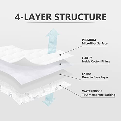  Queen Waterproof Mattress Protector, Breathable Noiseless Mattress Cover, Deep Pocket Fit Up To 21 Inches, Quilted Alternative Filling Mattress Pad Cover (White)