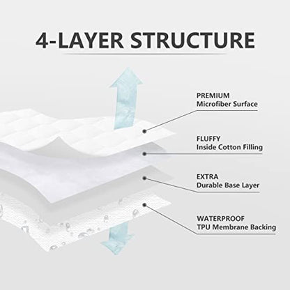  Queen Waterproof Mattress Protector, Breathable Noiseless Mattress Cover, Deep Pocket Fit Up To 21 Inches, Quilted Alternative Filling Mattress Pad Cover (White)