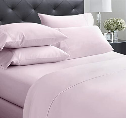  King Size Pink Sheet Set - 6 Piece Set, Ultra Soft 100% Cotton Sheets, 400 Thread Count Luxury Sateen Weave, Deep Pocket Bedsheets, Includes 4 Pillowcases (King, Pink)
