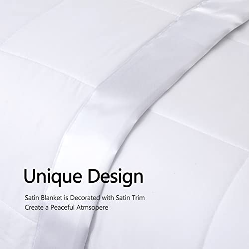  Down Alternative Blanket - Microfiber King Size Blanket - Quilted Blanket With Satin Trim, Bed Blankets For All Seasons 108"x90" (White, King/Cal King)