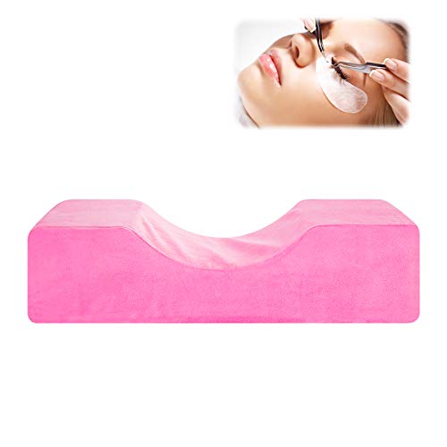  Yissone Eyelash Extension Pillow U-Shape Neck Support Ergonomic Curve Headrest Protecting Cushion For Beauty Salon Makeup Sleeping Travel Pink