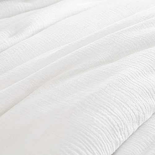  Soft Muslin Comforter Lightweight Oversized King Comforter 120x120, 100% Cotton Breathable Gauze White Bedding Comforter Duvet Insert