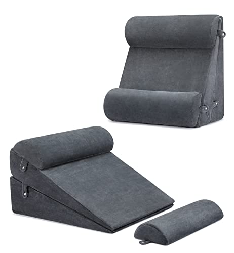  OasisSpace Wedge Pillows For After Surgery - 4pcs Orthopedic Wedge Pillow Set, Memory Foam Sleeping Wedges For Adults, Sitting Pillow For Acid Reflux And GERD, Adjustable Pillow With Removable Cover