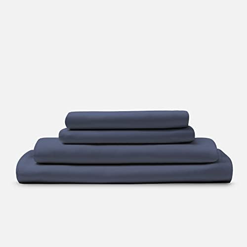  By SIJO 100% Organic Bamboo Sheet Set, Buttery Soft, Cooling For Hot Sleepers, Silky Breathable, Oeko-TEX, High GSM, 16" Deep Pockets - 3pc - 2 Pillowcases 1 Fitted Sheet (Fog, King)