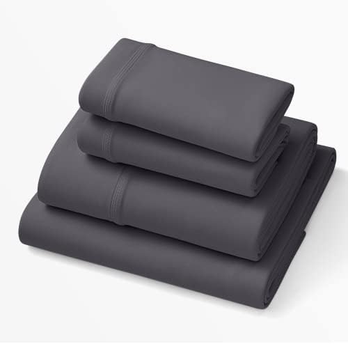  Purple SoftStretch Sheets, King/Cal King, Bamboo Sheets, Moisture-Wicking, Stormy Grey, California King